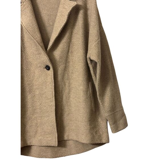 Eileen fisher textured wool knit sweater jacket camel size XL pockets single but - Picture 9 of 10